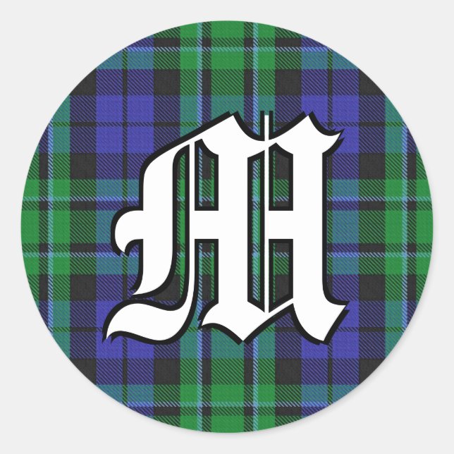 Sticker Rond Clan classique MacCallum Tartan Monogramme (Devant)