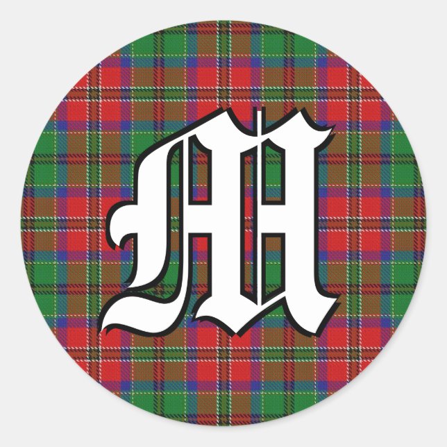 Sticker Rond Clan classique MacCulloch Tartan Monogramme (Devant)