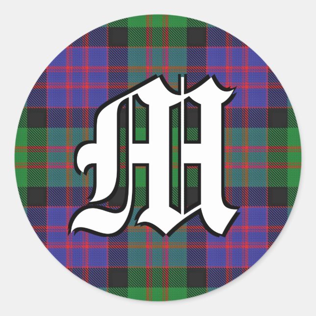 Sticker Rond Clan classique MacDonald Donald Tartan Monogramme (Devant)