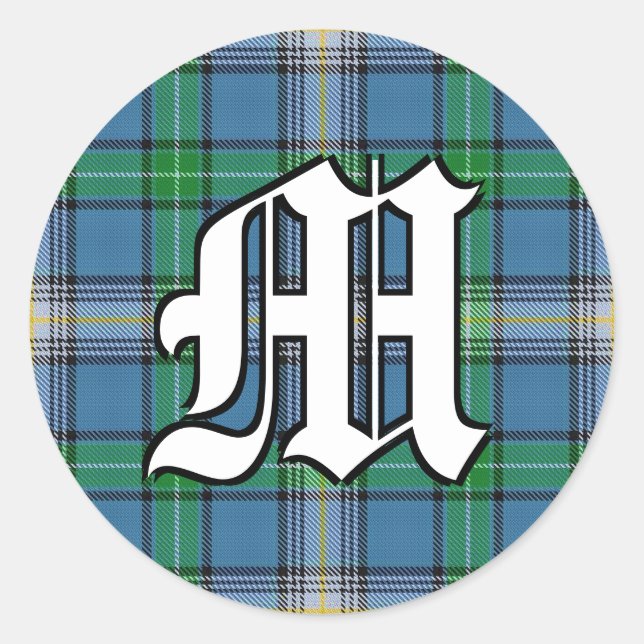 Sticker Rond Clan classique MacDowall Tartan Monogramme (Devant)