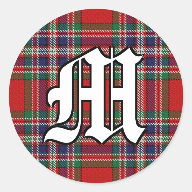 Sticker Rond Clan classique MacFarlane Tartan Monogramme (Devant)