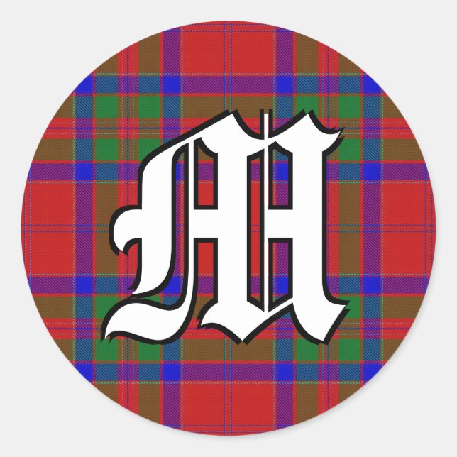 Sticker Rond Clan classique MacGillivray Tartan Monogramme (Devant)