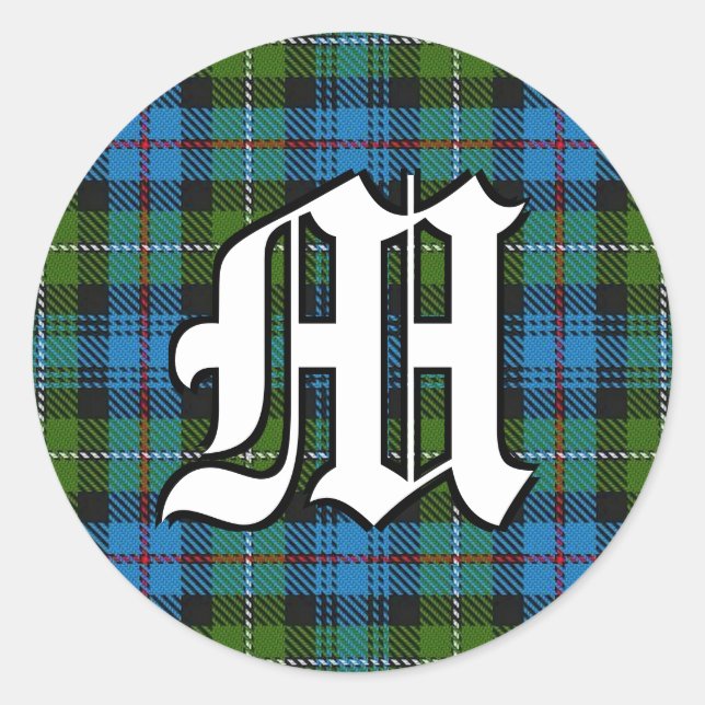 Sticker Rond Clan classique MacKenzie Tartan Monogramme (Devant)