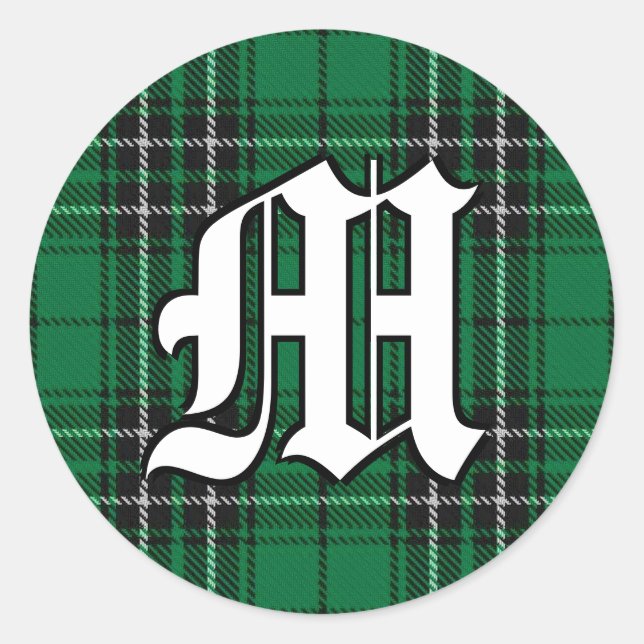 Sticker Rond Clan classique MacLean Chasse Tartan Monogramme (Devant)
