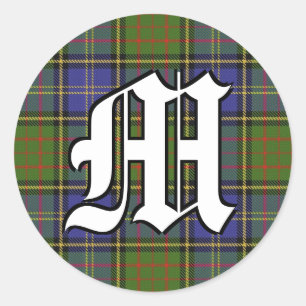 Sticker Rond Clan classique MacMillan Chasse Tartan Monogramme