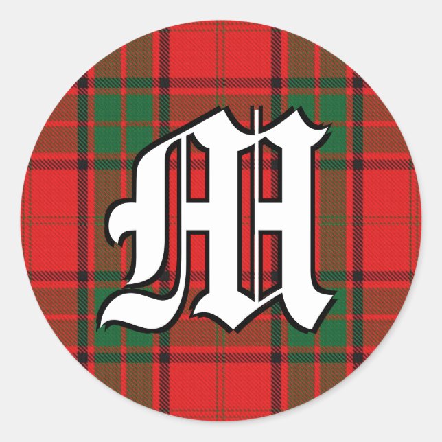Sticker Rond Clan classique Maxwell Tartan Monogramme (Devant)