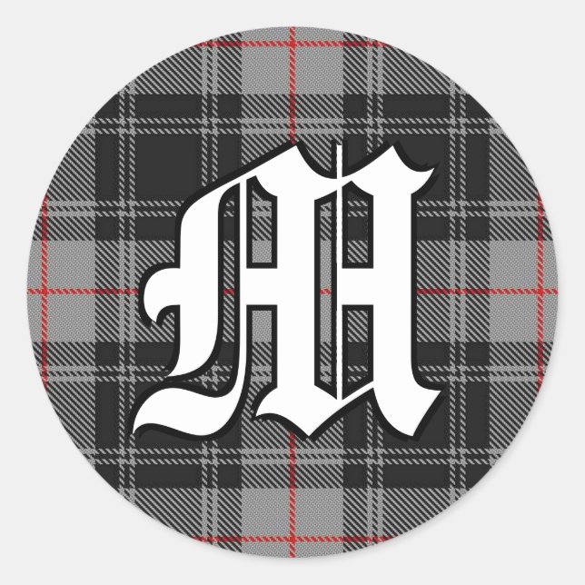 Sticker Rond Clan classique Moffat Tartan Monogramme (Devant)