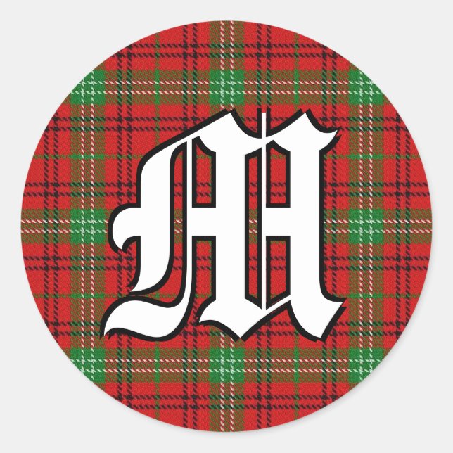 Sticker Rond Clan classique Morrison Tartan Monogramme (Devant)