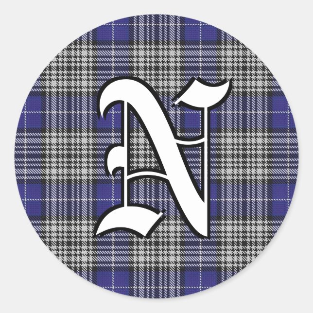 Sticker Rond Clan classique Napier Tartan Monogramme (Devant)