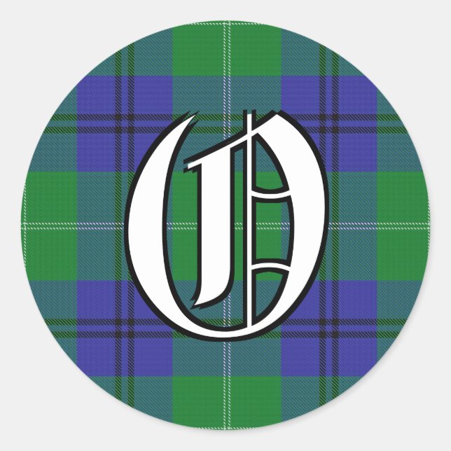Sticker Rond Clan classique Oliphant Tartan Monogramme (Devant)