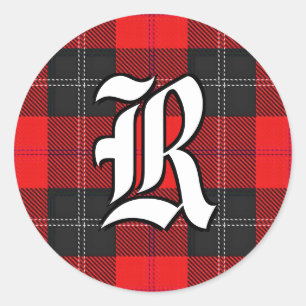 Sticker Rond Clan classique Ramsay Monogramme de tarte rouge et
