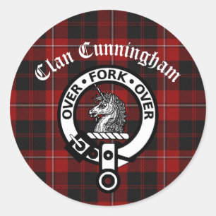 Sticker Rond Clan Cunningham Badge & Tartan