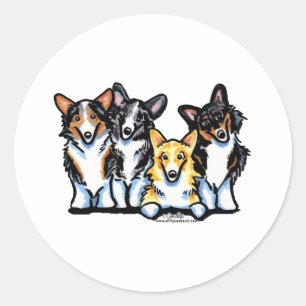 Sticker Rond Clan de corgi