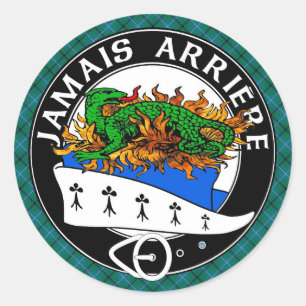 Sticker Rond Clan Douglas Crest avec moderne Douglas Tartan