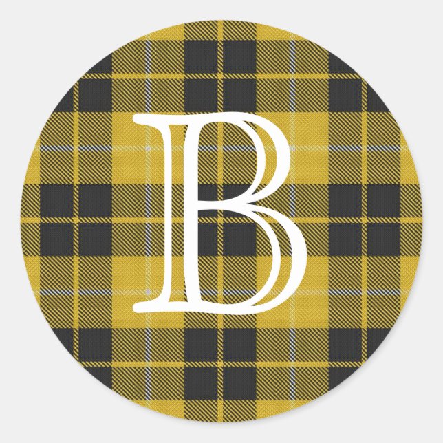 Sticker Rond Clan écossais Barclay Tartan Avec Monogramme (Devant)
