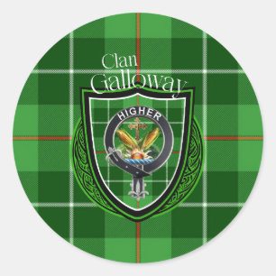 Sticker Rond Clan écossais Galloway Tartan & Crest