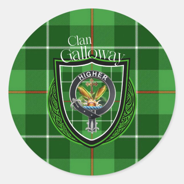 Sticker Rond Clan écossais Galloway Tartan & Crest (Devant)