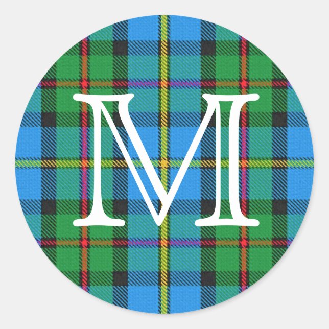 Sticker Rond Clan écossais MacLeod de Harris Tartan Monogram (Devant)