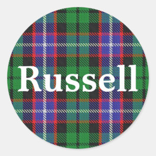 Sticker Rond Clan écossais Russell Tartan Plaid