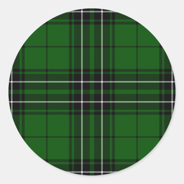 Sticker Rond Clan écossais vert et noir MacLean Tartan (Devant)