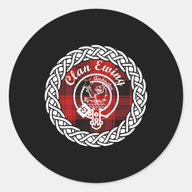 Sticker Rond Clan Ewing Nom de famille Scottish Tan Crest (Devant)
