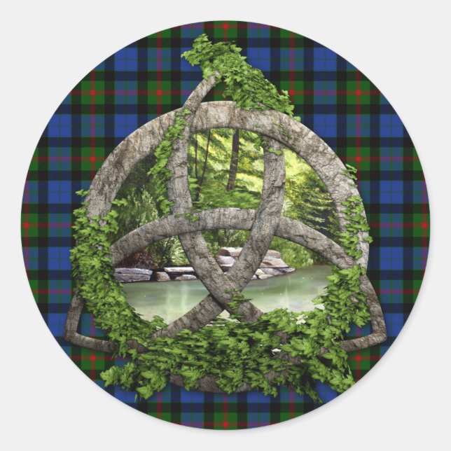 Sticker Rond Clan Gunn Tartan (Devant)