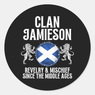Sticker Rond Clan Jamieson Nom de Famille Écossais Écosse