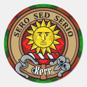 Sticker Rond Clan Kerr Crest sur Tartan