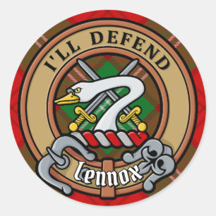 Sticker Rond Clan Lennox Crest sur Tartan