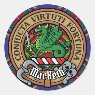 Sticker Rond Clan MacBeth Crest sur Tartan