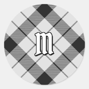 Sticker Rond Clan MacFarlane Tartan noir et blanc