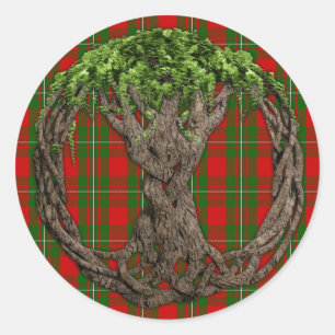 Sticker Rond Clan MacGregor Tartan Et Celtic Tree Of Life