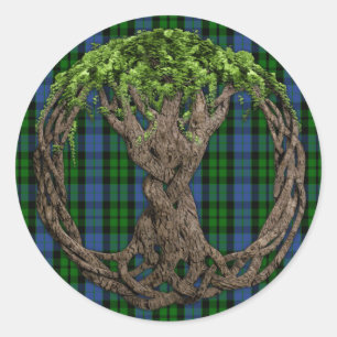 Sticker Rond Clan MacKay Tartan Et Celtic Tree Of Life