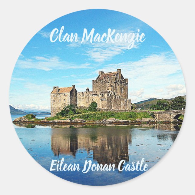 Sticker Rond Clan MacKenzie Château Eilean Donan Écosse (Devant)