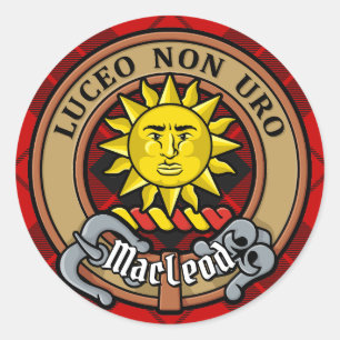 Sticker Rond Clan MacLeod de Raasay Crest sur Tartan