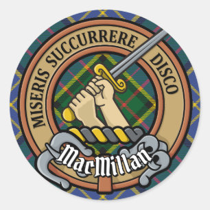 Sticker Rond Clan MacMillan Crest sur la chasse Tartan