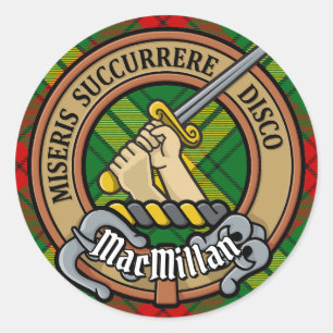 Sticker Rond Clan MacMillan Crest sur Tartan