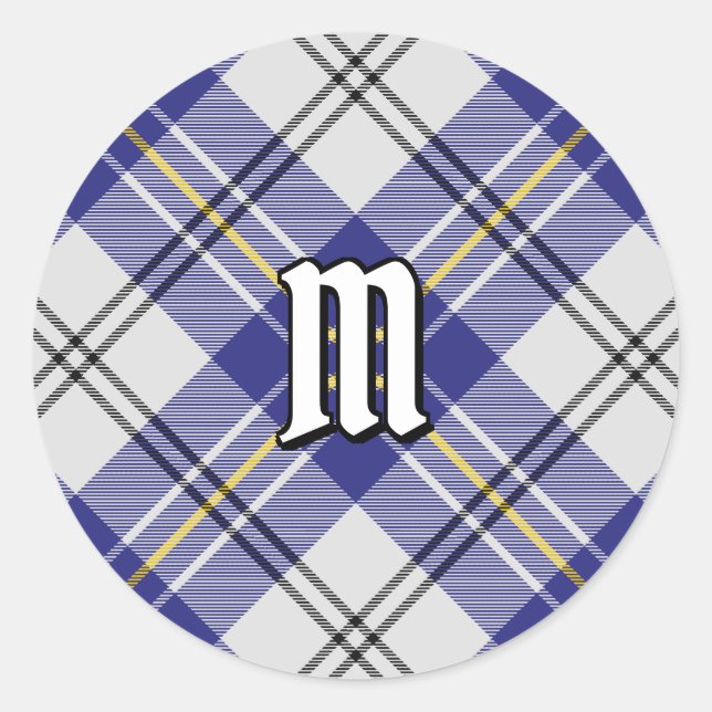 Sticker Rond Clan MacPherson robe bleue Tartan (Devant)
