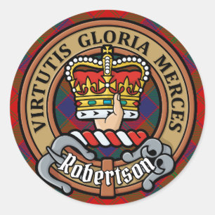 Sticker Rond Clan Robertson Crest sur Tartan