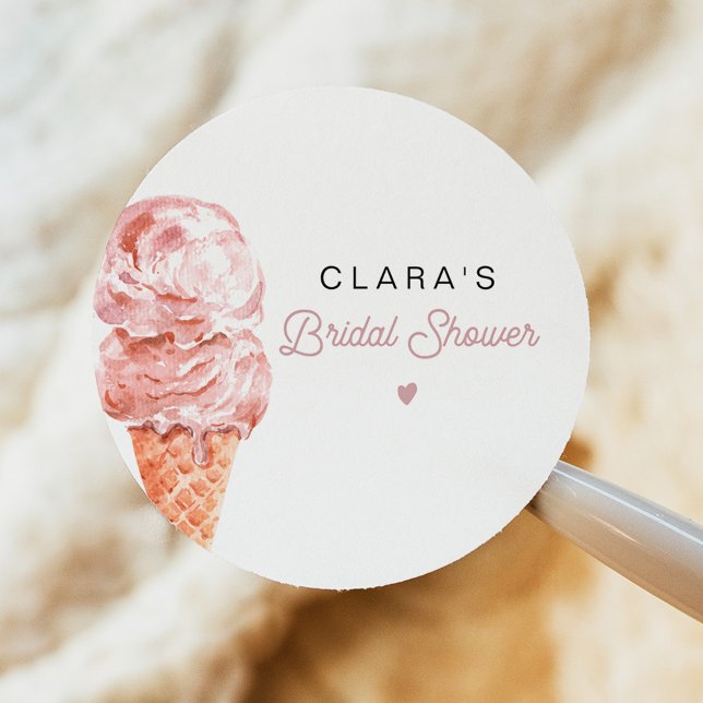 Sticker Rond CLARA Rétro Glace Crème Blush Faveur Mariage Cadea (Créateur téléchargé)