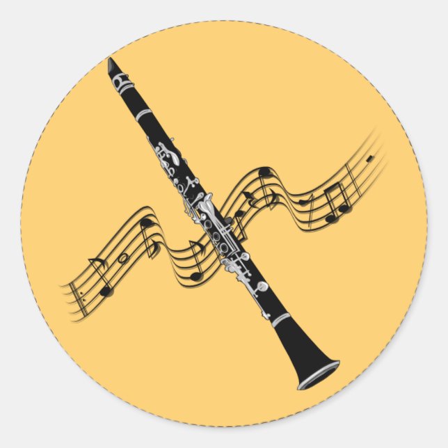 Sticker Rond Clarinet Music, design populaire (Devant)