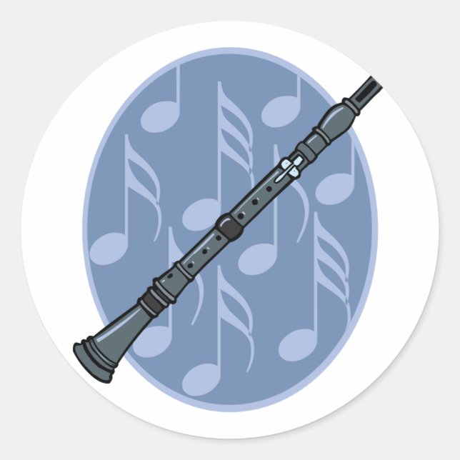 Sticker Rond Clarinet Music Note Cadeau (Devant)