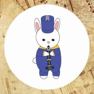 Sticker Rond Clarinet Rabbit Bande de Marquage Bleu Jaune Or