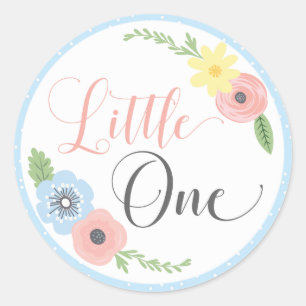 Sticker Rond Clas de fête d'anniversaire de Little One Floral B