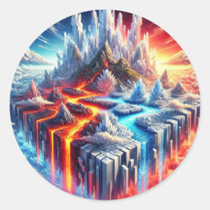 Sticker Rond Clash Skyward : L'île du feu et de la glace