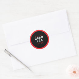 Sticker Rond Class of Grad Era 2026 Red Black Modern Graduation