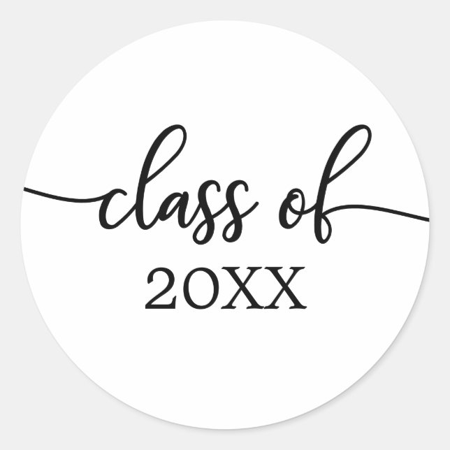 Sticker Rond Classe 2021 Calligraphie Chic Simple (Devant)