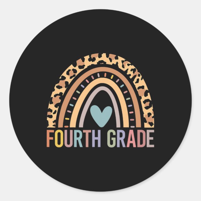 Sticker Rond Classe Arc-en-ciel Garçons Équipe enseignant 4e an (Devant)