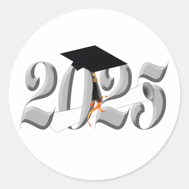 Sticker Rond Classe Argent de 2025 Graduation (Devant)