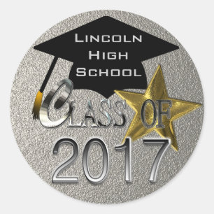 Sticker Rond Classe Argent De Sceau De Graduation 2017